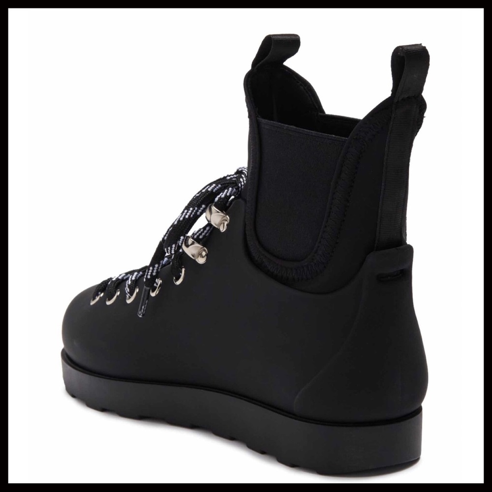 JEFFREY CAMPBELL ANKLE BOOTS LACE UP WATERPROOF BLACK BOOTIES A2C - Picture 2 of 12
